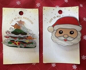 TARGET Joy is All Around Christmas SANTA & TREE Hair Claw Clips Holiday Gift NWT